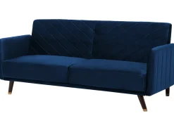 Sovesofa 3 personers SENJA Velour Navy Blå