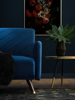 Sovesofa 3 personers SENJA Velour Navy Blå