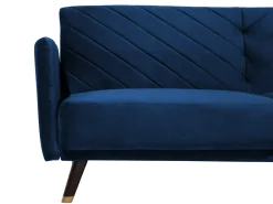 Sovesofa 3 personers SENJA Velour Navy Blå