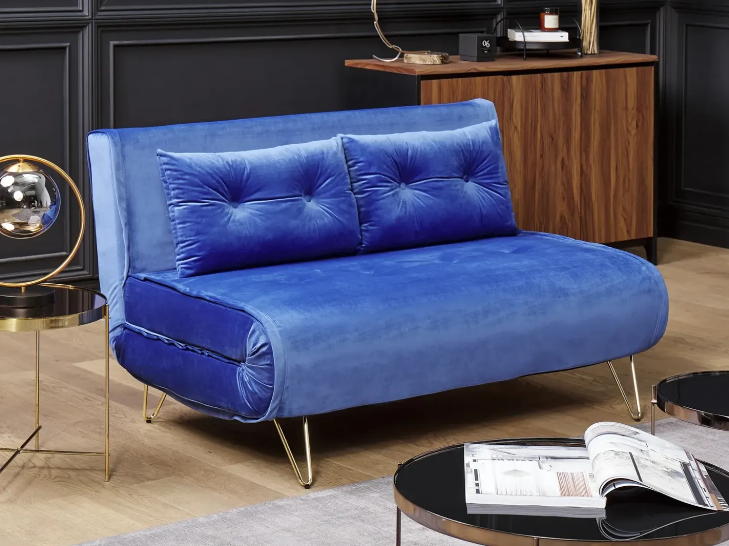 Sovesofa 2 personers VESTFOLD Velour Navy Blå