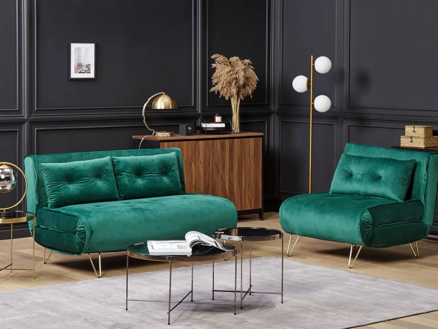 Sovesofa 2 personers VESTFOLD Velour Mørkegrøn