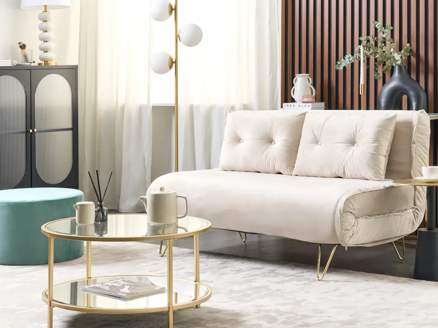 Sovesofa 2 personers VESTFOLD Velour Beige