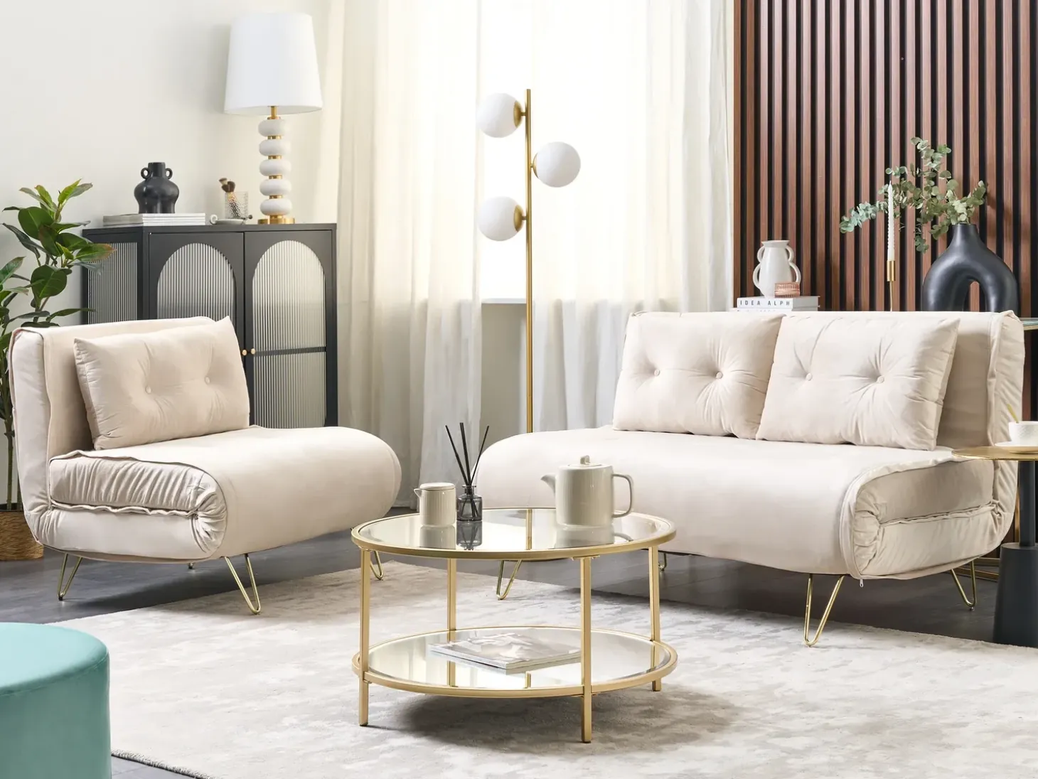Sovesofa 2 personers VESTFOLD Velour Beige