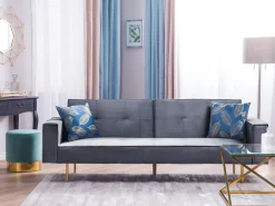 Sovesofa 3 personers VISNES Velour Grå