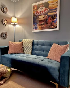 Sovesofa 3 personers ABERDEEN Velour Blågrøn