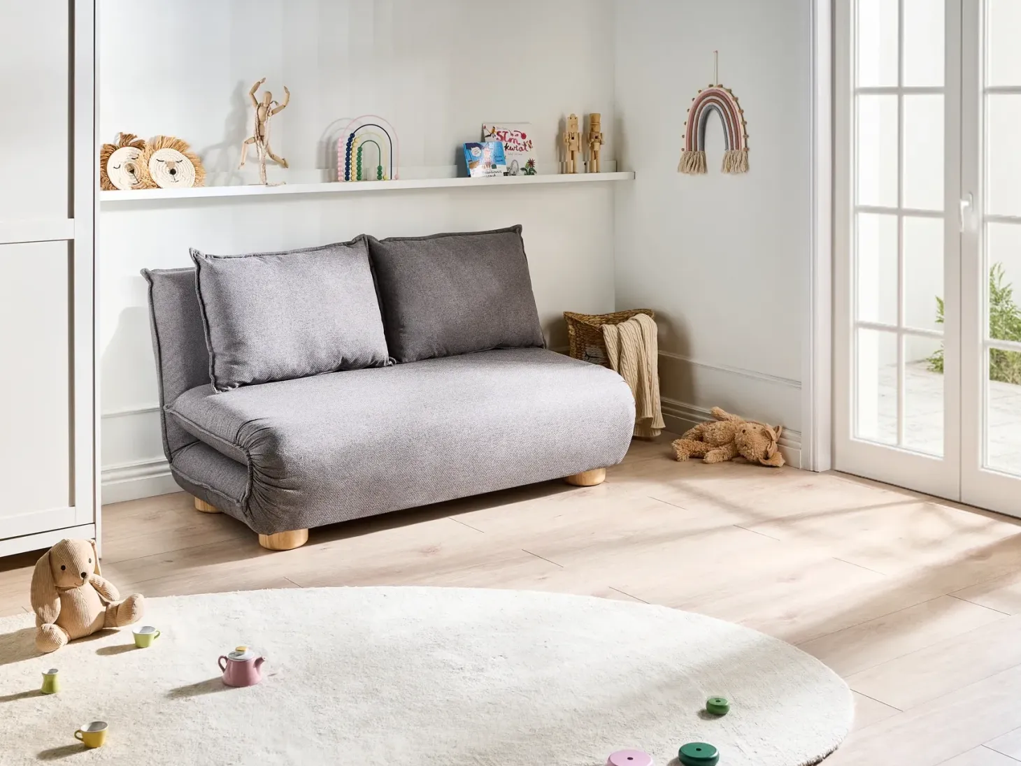 Sovesofa 2 personers ABISKO Kunstlinned Mørkegrå