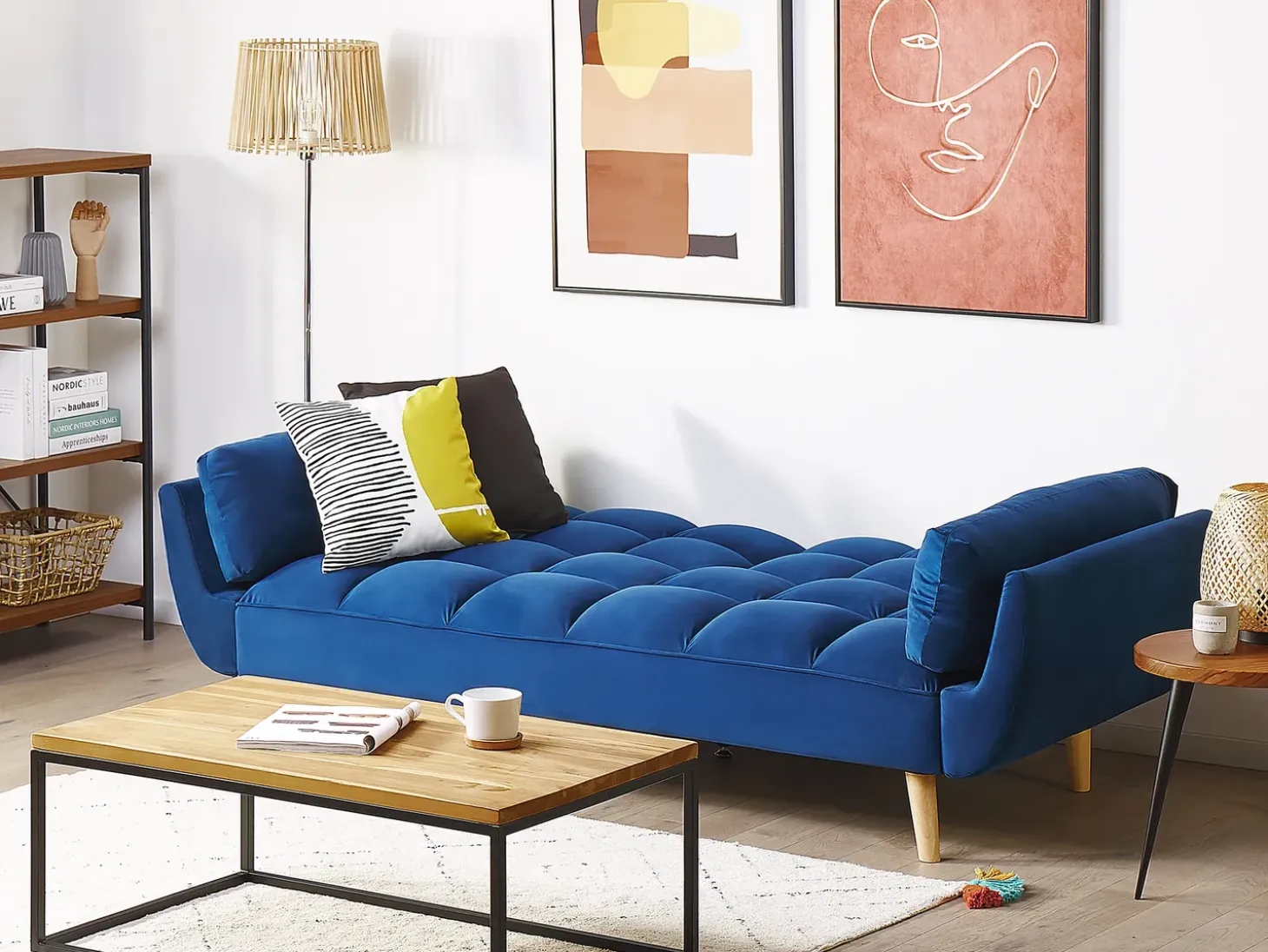 Sovesofa 3 personers ASBY Velour Navy Blå