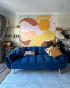 Sovesofa 3 personers ASBY Velour Navy Blå