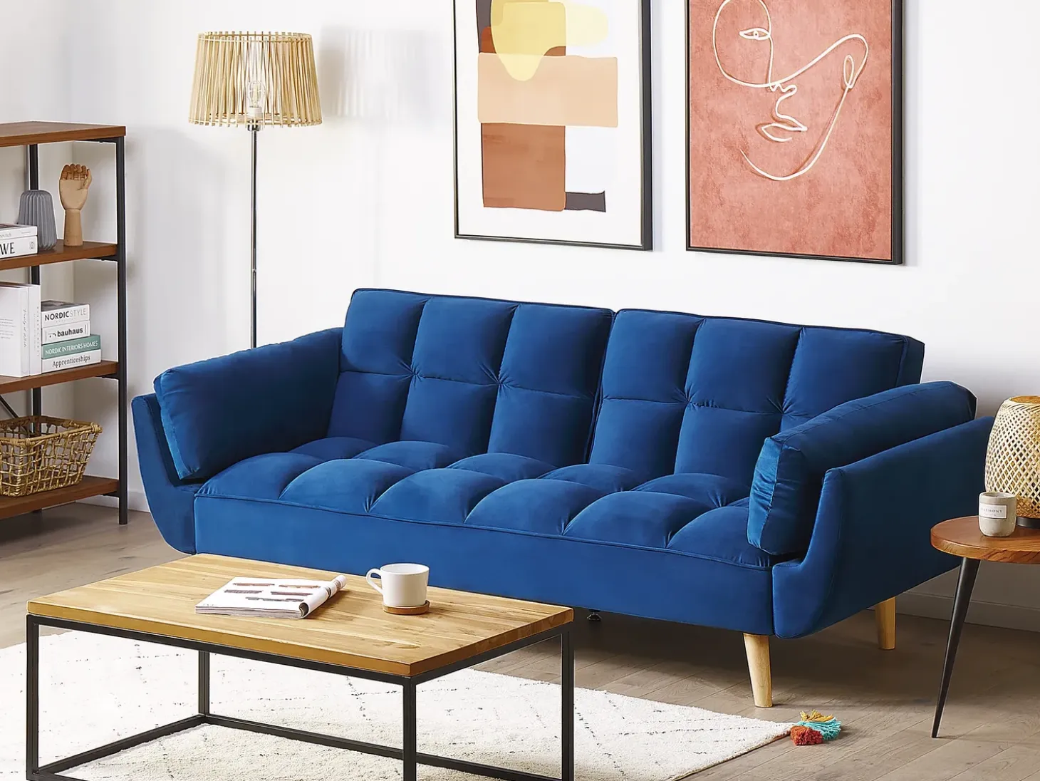 Sovesofa 3 personers ASBY Velour Navy Blå