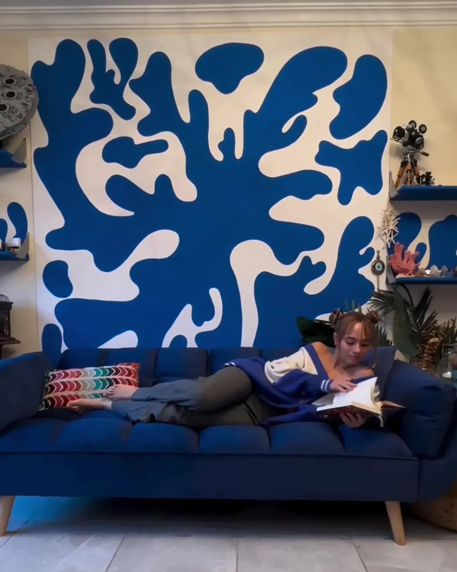 Sovesofa 3 personers ASBY Velour Navy Blå