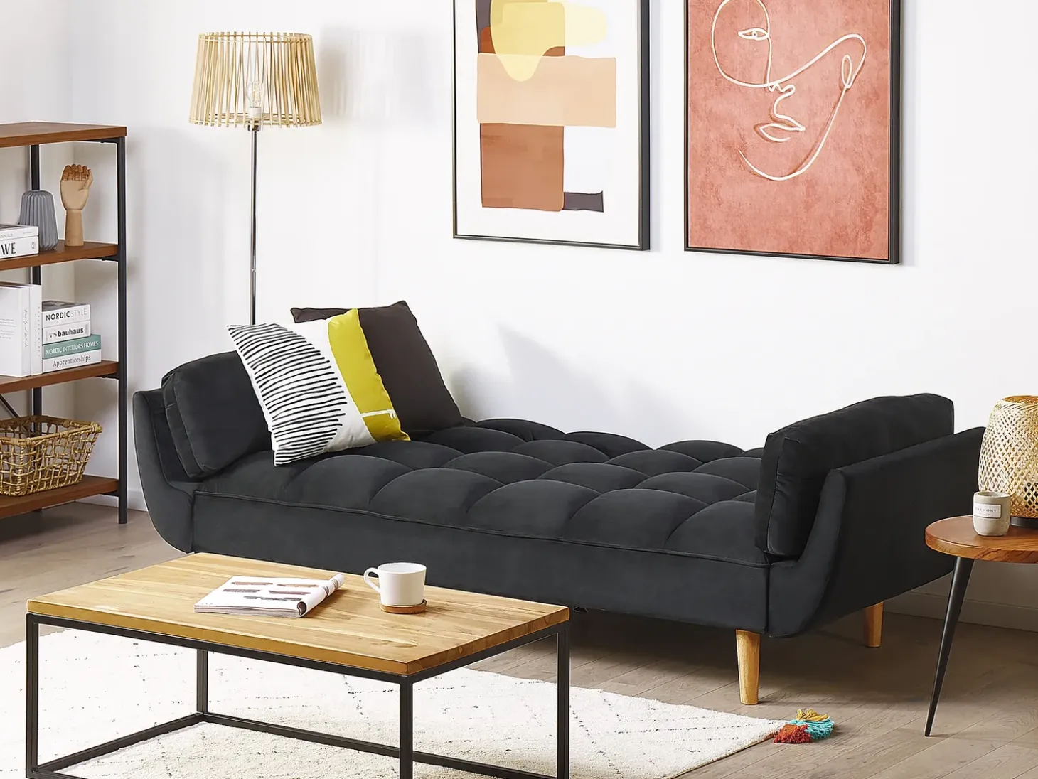 Sovesofa 3 personers ASBY Velour Sort
