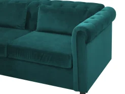 Sovesofa 3 personers CHESTERFIELD Velour Smaragdgrøn