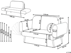 Sovesofa 2 personers DOROTEA Boucle Cremehvid
