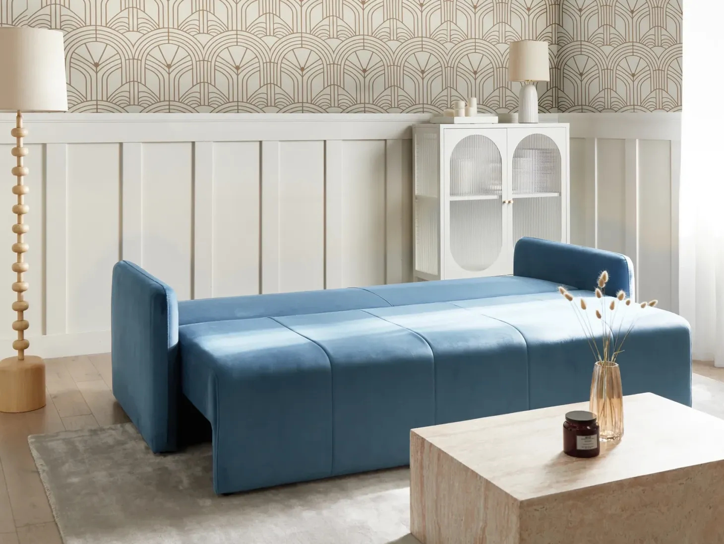 Sovesofa 3 personers EGGE Velour Blå