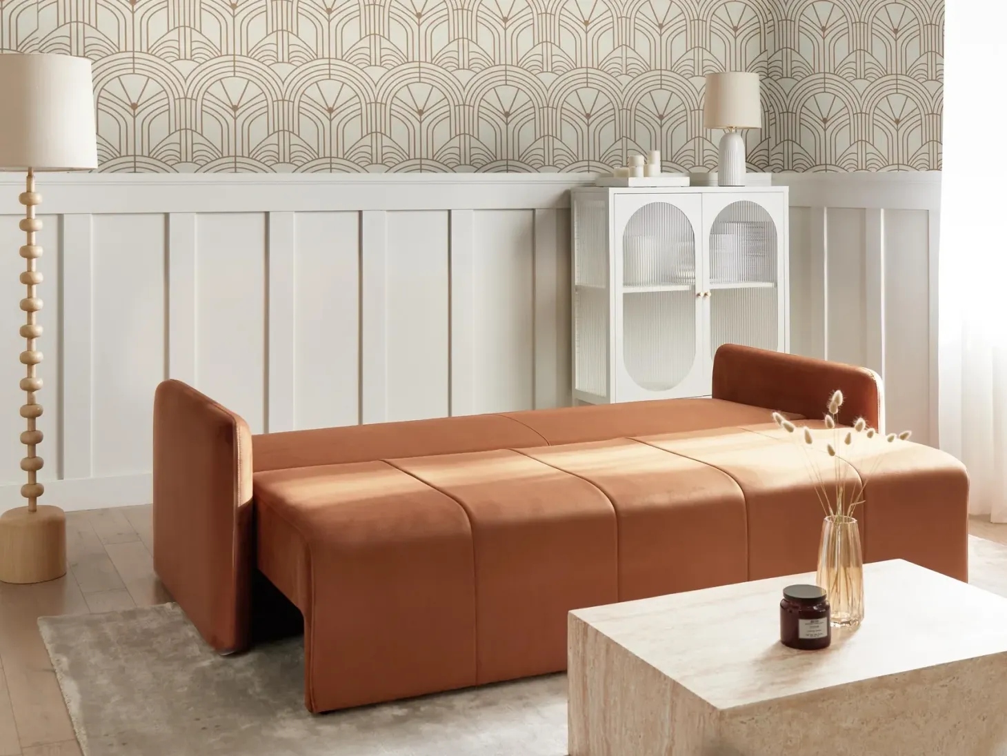 Sovesofa 3 personers EGGE Velour Guldbrun