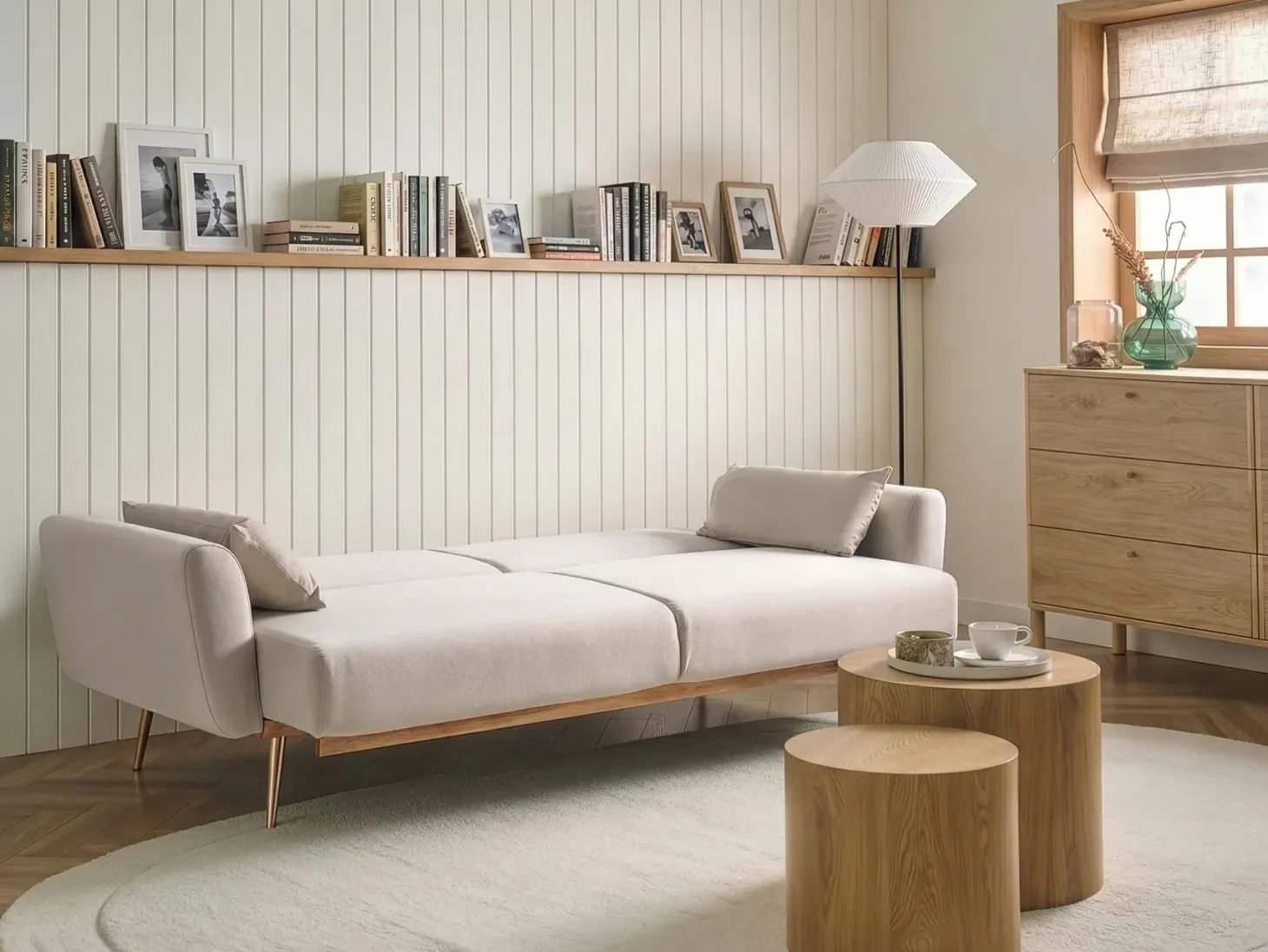 Sovesofa 3 personers EINA Velour Lys Beige