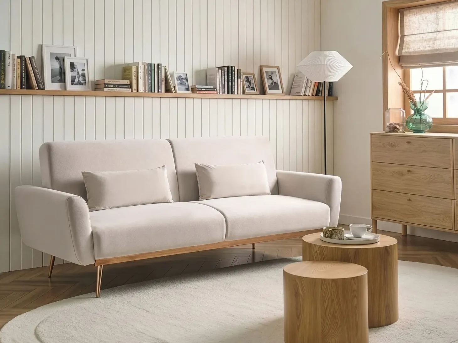 Sovesofa 3 personers EINA Velour Lys Beige