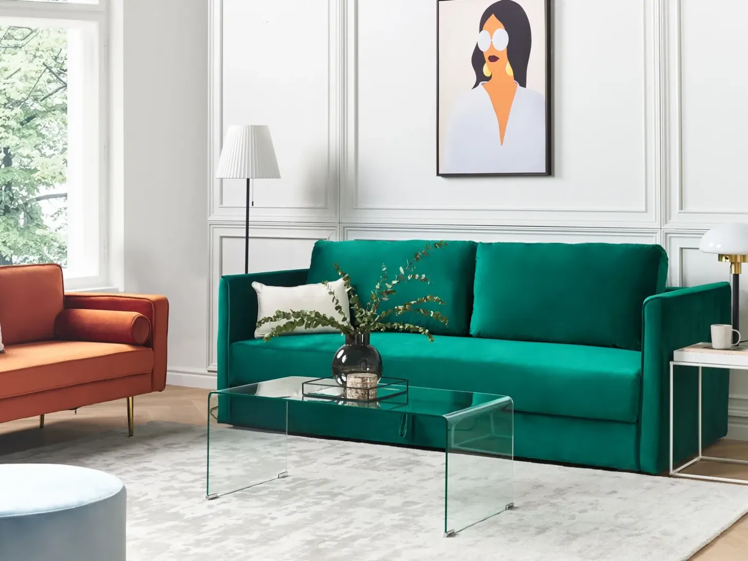 Sovesofa 3 personers EKSJO Velour Smaragdgrøn med opbevaring