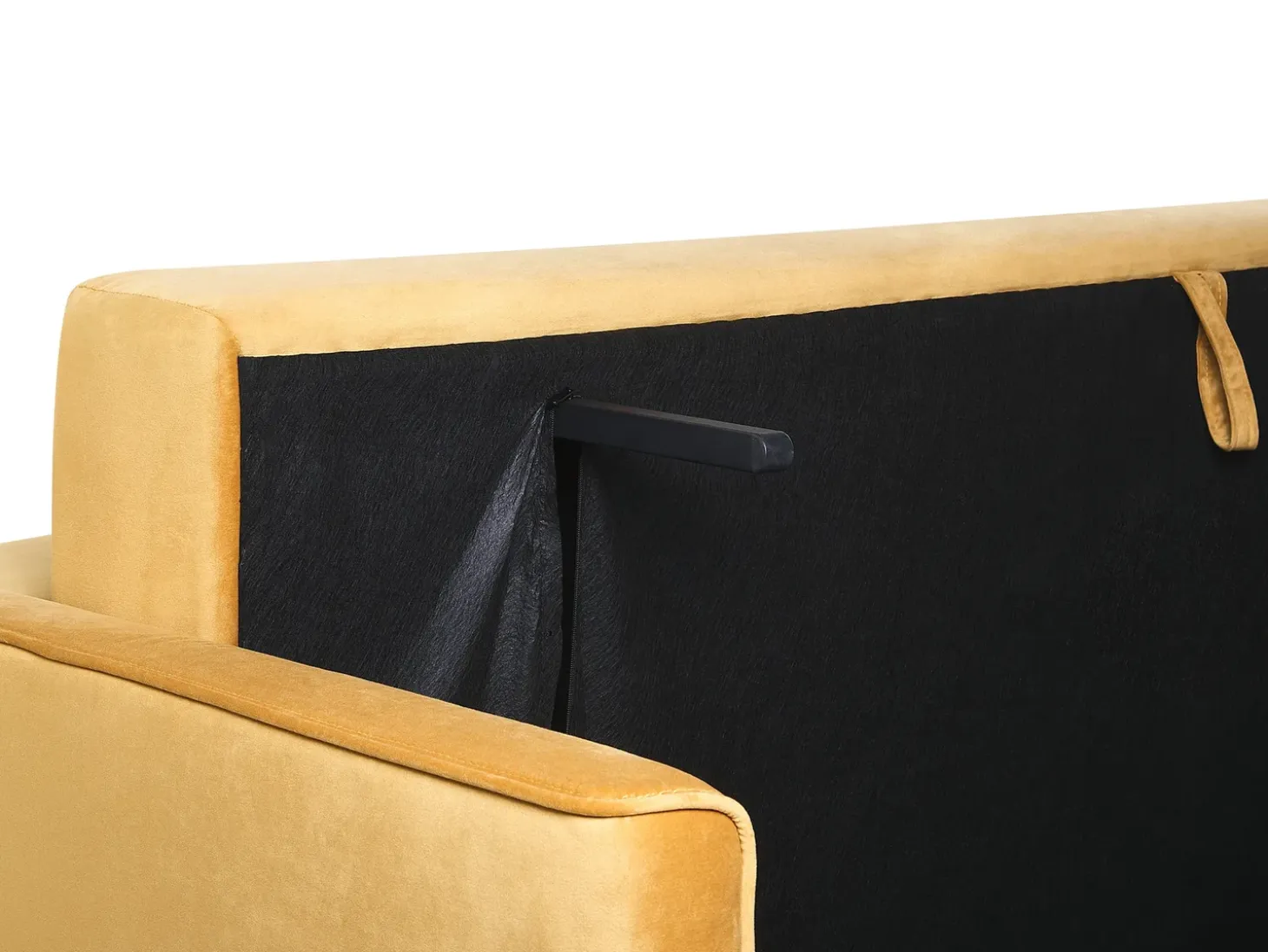 Sovesofa 3 personers EKSJO Velour Sennepsgul med opbevaring