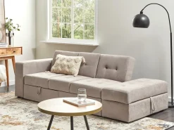 Sovesofa 3 personers FALSTER Lysebrun med opbevaring
