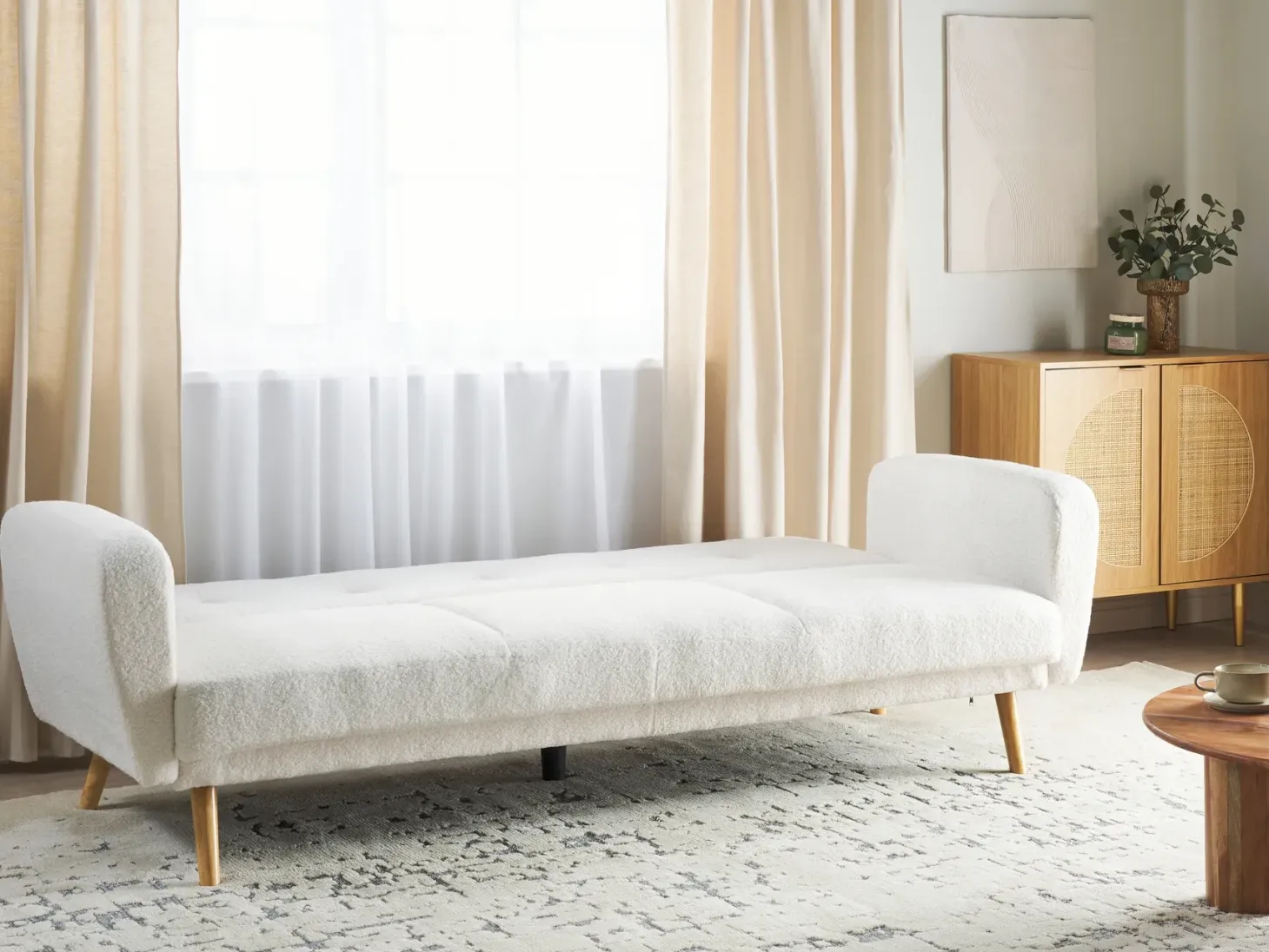 Sovesofa 3 personers FLORLI Boucle Cremehvid