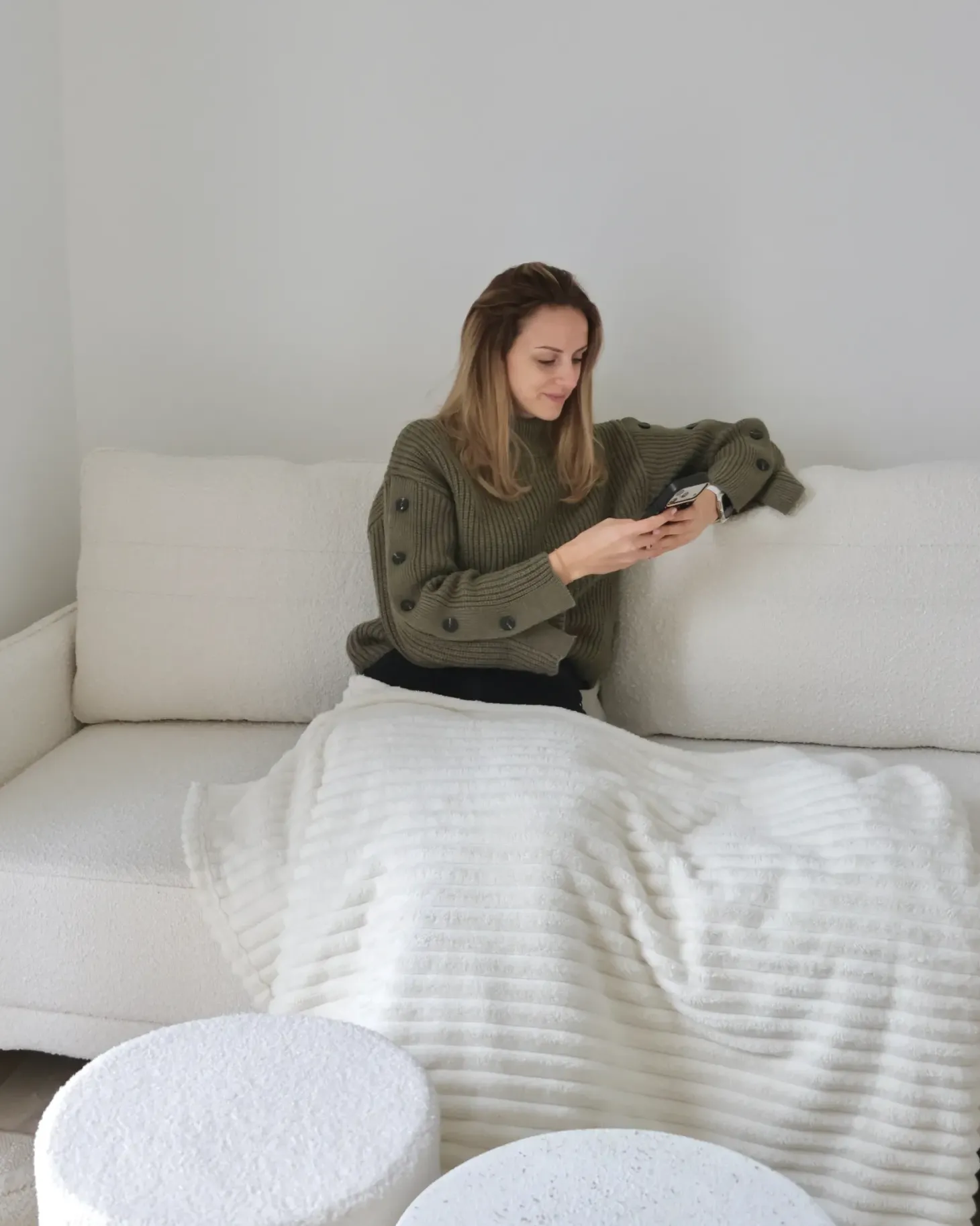Sovesofa 3 personers HEMING Boucle Cremehvid