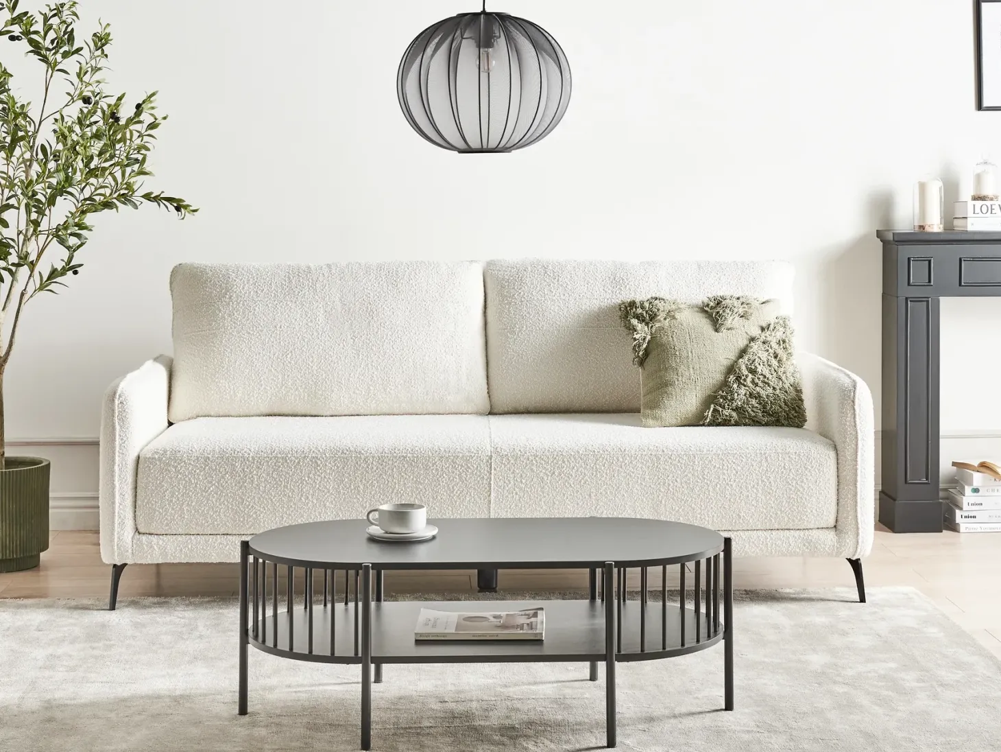 Sovesofa 3 personers HEMING Boucle Cremehvid