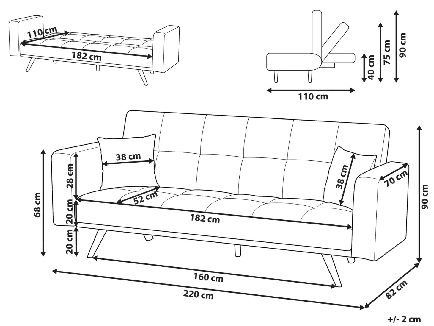 Sovesofa 3 personers HJULBY Boucle Cremehvid