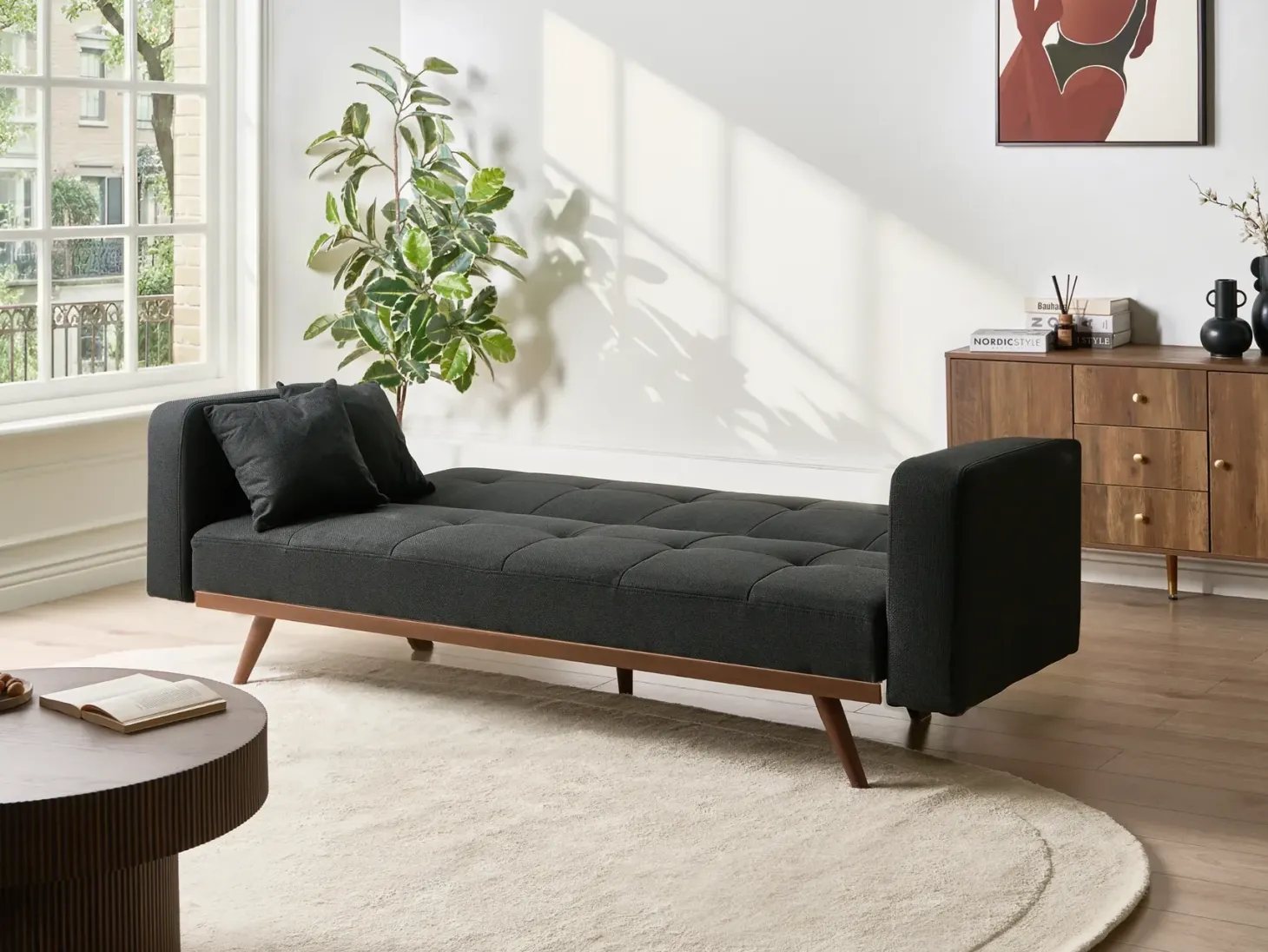Sovesofa 3 personers HJULBY Sort