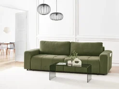 Sovesofa 3 personers INNVIK Grøn med opbevaring