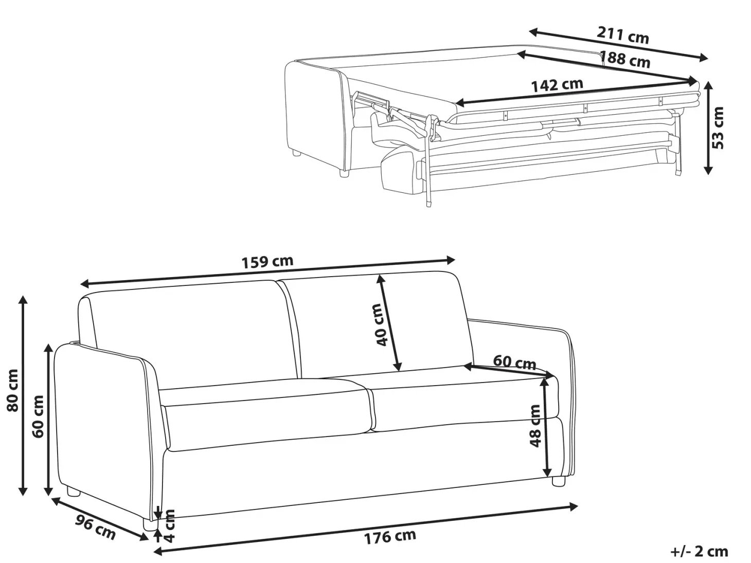 Sovesofa 2 personers ISHOJ Lys Beige