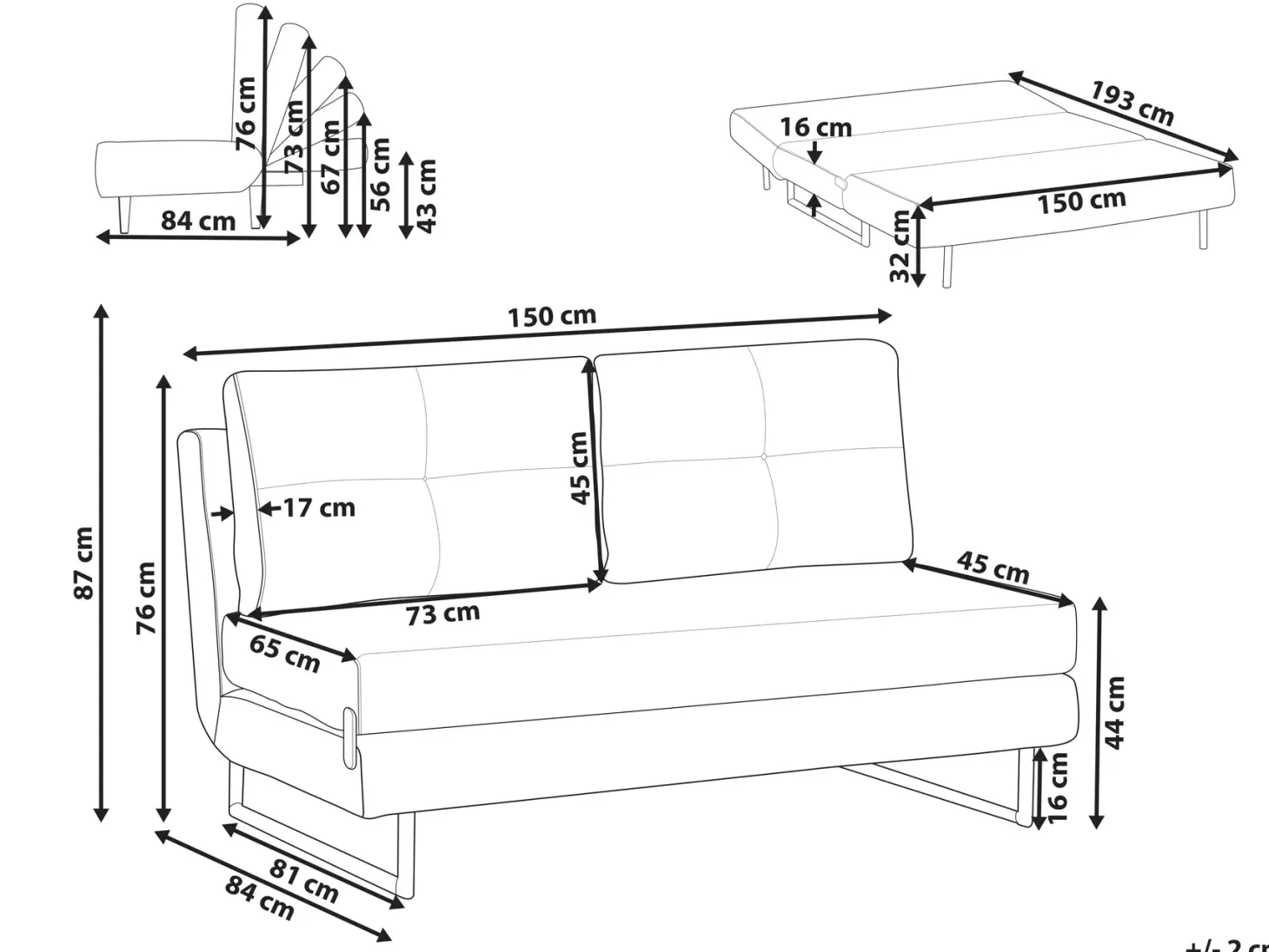 Sovesofa 3 personers JERSLEV Boucle Cremehvid