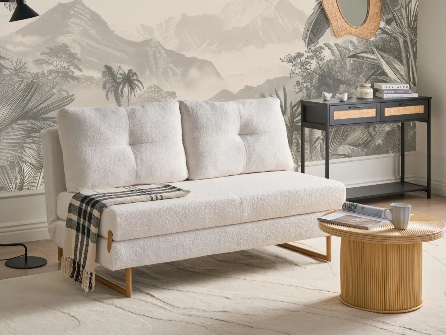 Sovesofa 3 personers JERSLEV Boucle Cremehvid