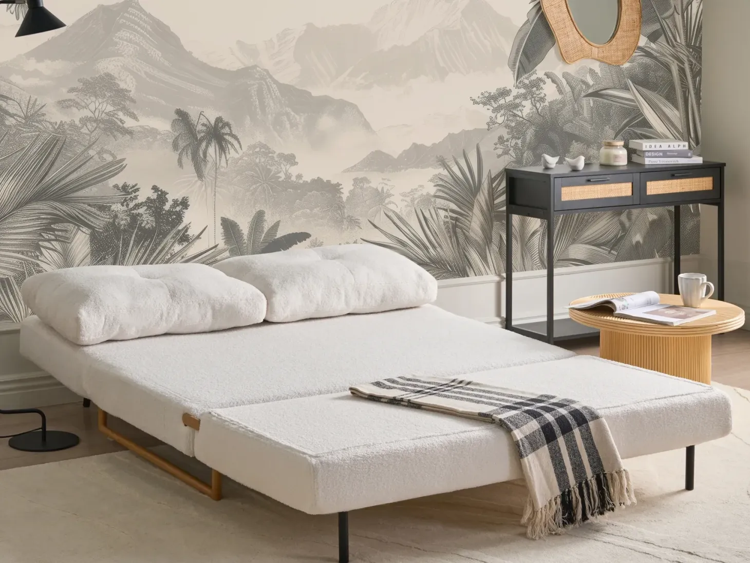 Sovesofa 3 personers JERSLEV Boucle Cremehvid