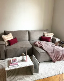 Sovesofa 3 personers KARILA Brungrå med opbevaring Venstrevendt
