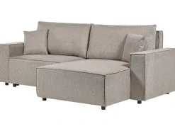 Sovesofa 3 personers KARILA Brungrå med opbevaring Venstrevendt