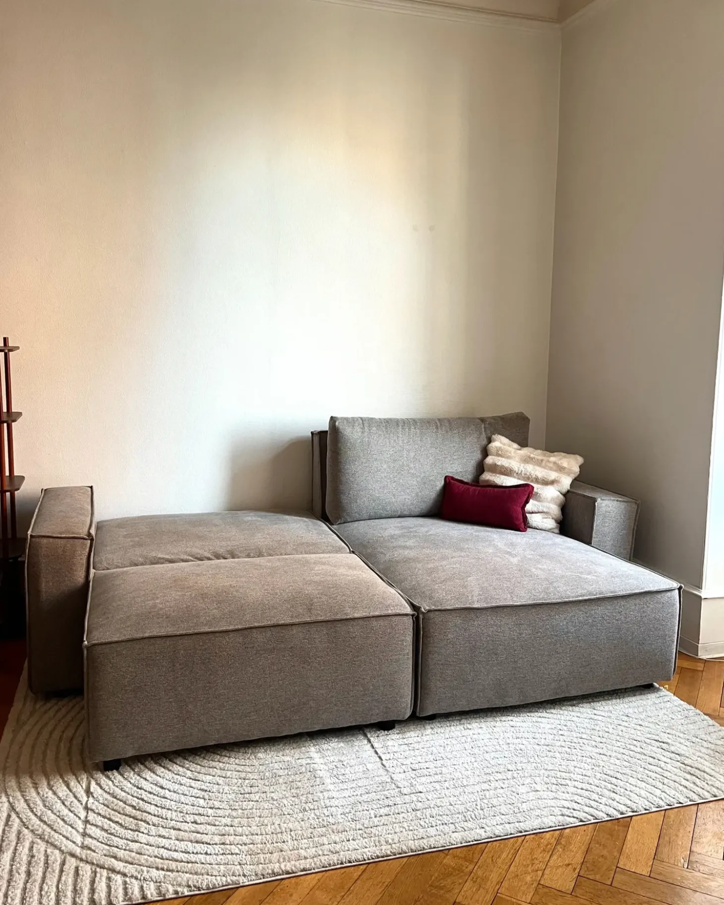 Sovesofa 3 personers KARILA Brungrå med opbevaring Venstrevendt