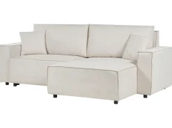 Sovesofa 3 personers KARILA Lys Beige med opbevaring Venstrevendt
