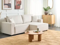 Sovesofa 3 personers KARILA Lys Beige med opbevaring Venstrevendt