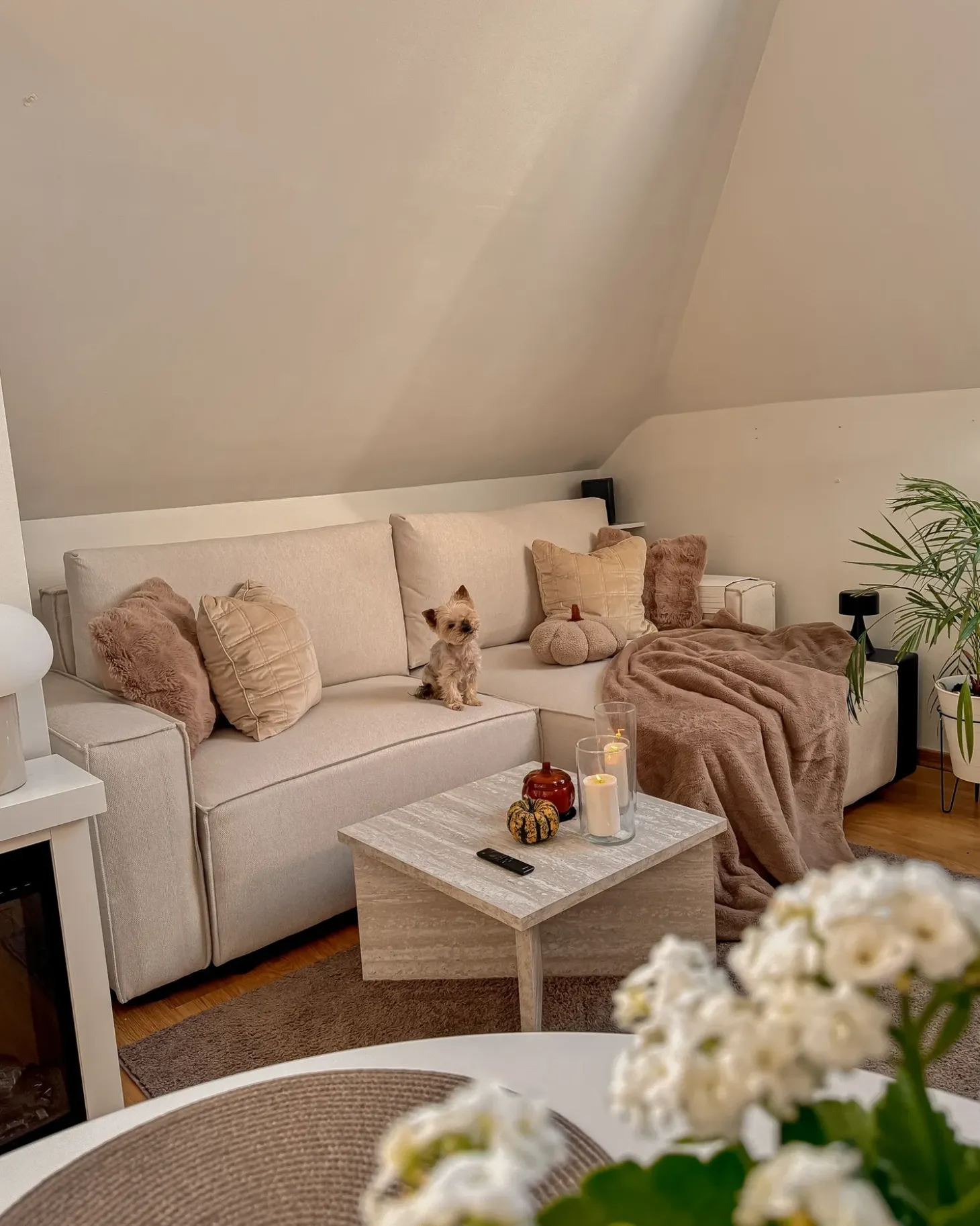 Sovesofa 3 personers KARILA Lys Beige med opbevaring Venstrevendt