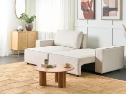 Sovesofa 3 personers KARILA Lys Beige med opbevaring Højrevendt
