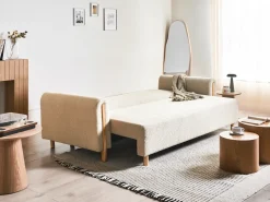 Sovesofa 3 personers KVAM Boucle Lys Beige med opbevaring