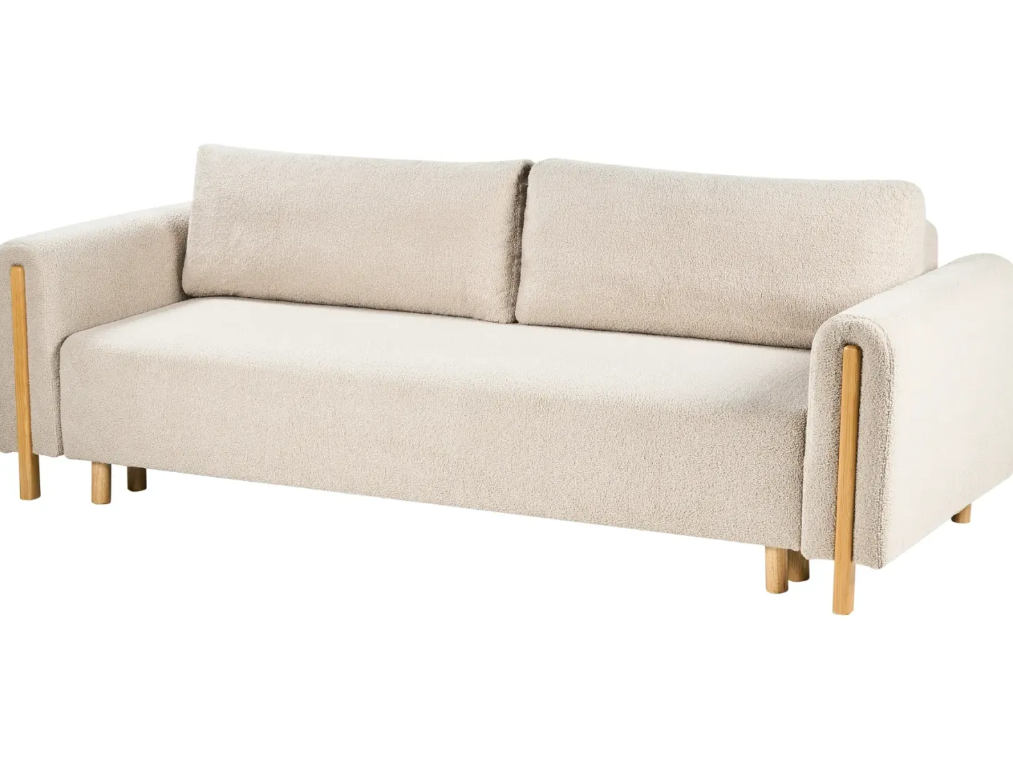 Sovesofa 3 personers KVAM Boucle Lys Beige med opbevaring