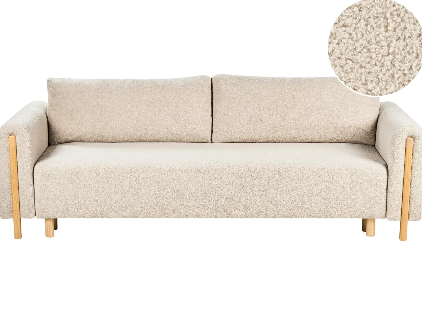 Sovesofa 3 personers KVAM Boucle Lys Beige med opbevaring