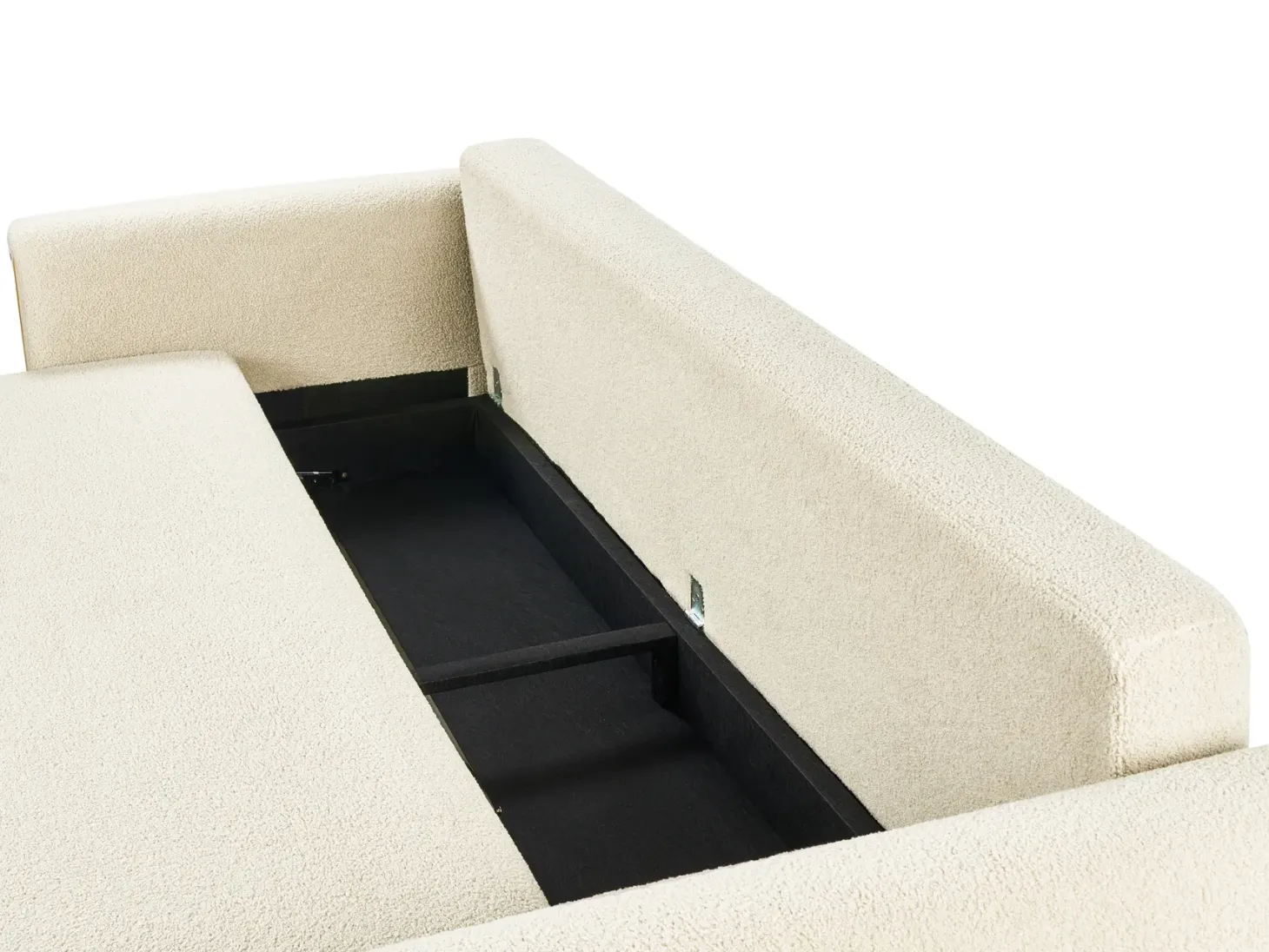 Sovesofa 3 personers KVAM Boucle Cremehvid med opbevaring