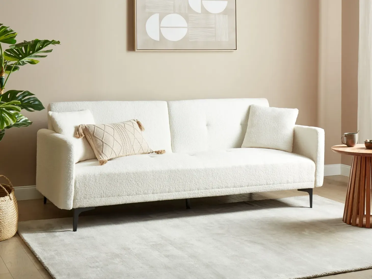 Sovesofa 3 personers LUCAN Boucle Cremehvid