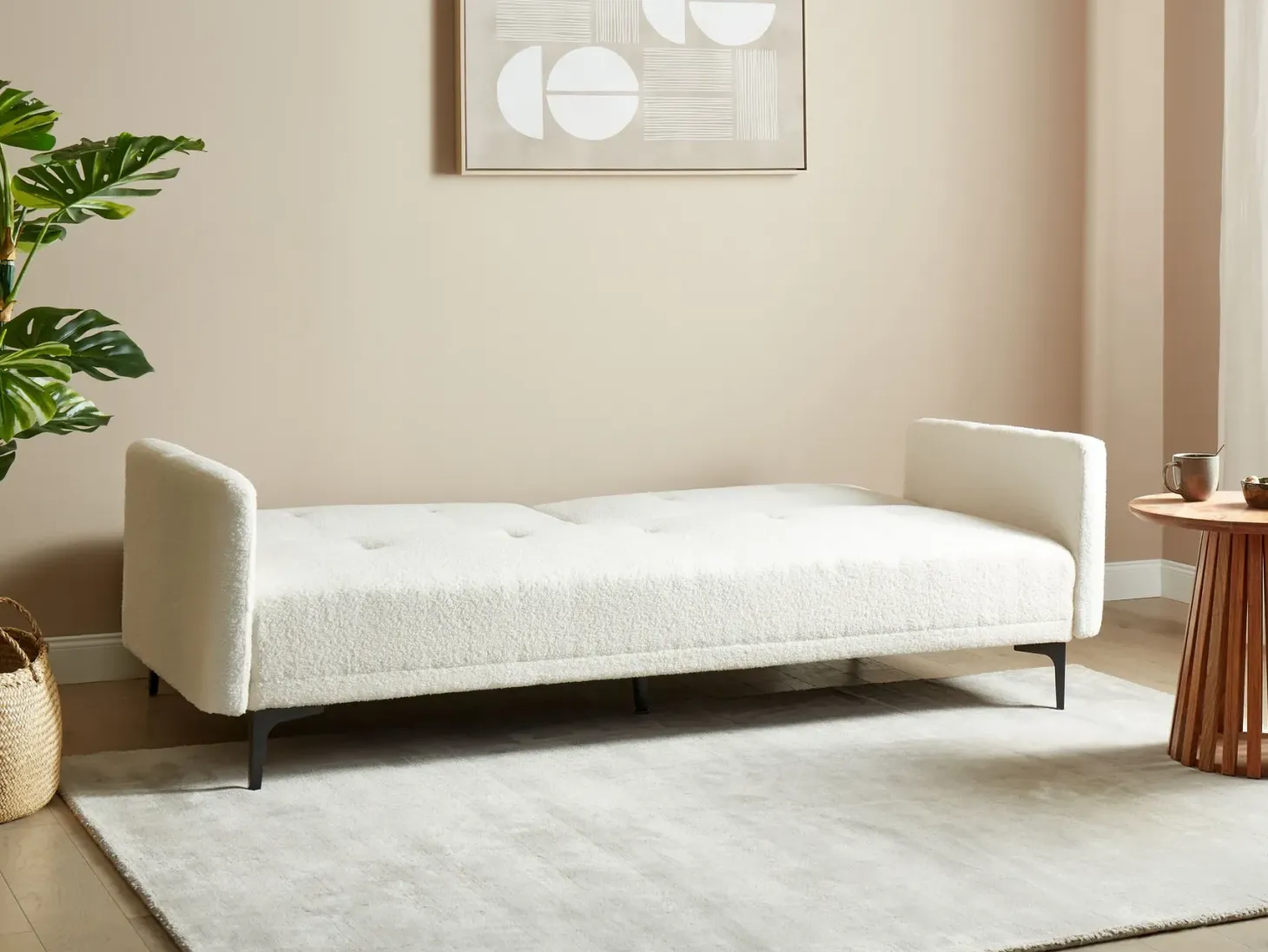 Sovesofa 3 personers LUCAN Boucle Cremehvid