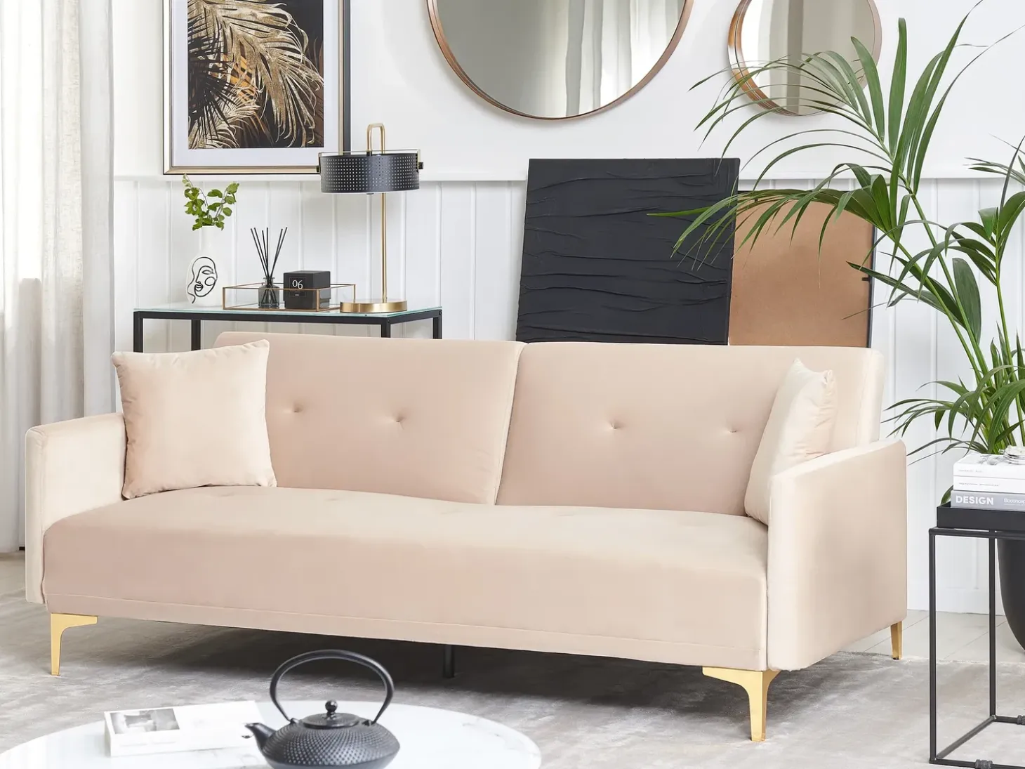 Sovesofa 3 personers LUCAN Velour Beige