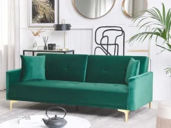 Sovesofa 3 personers LUCAN Velour Smaragdgrøn