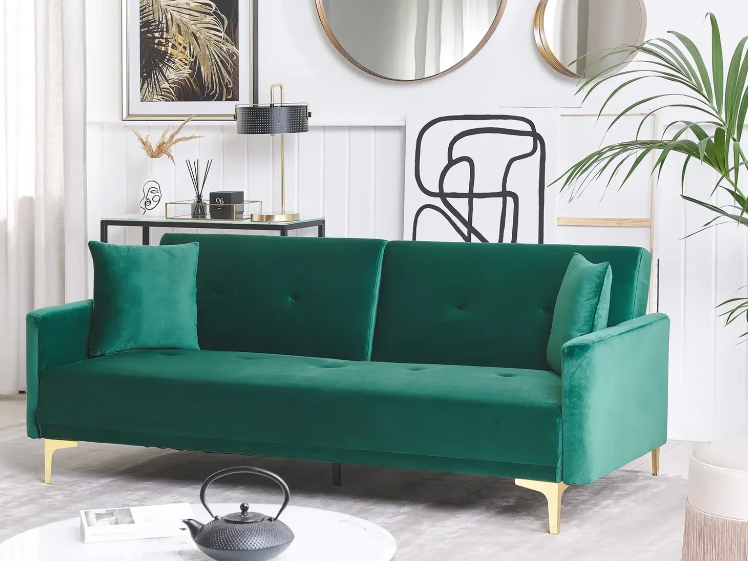 Sovesofa 3 personers LUCAN Velour Smaragdgrøn